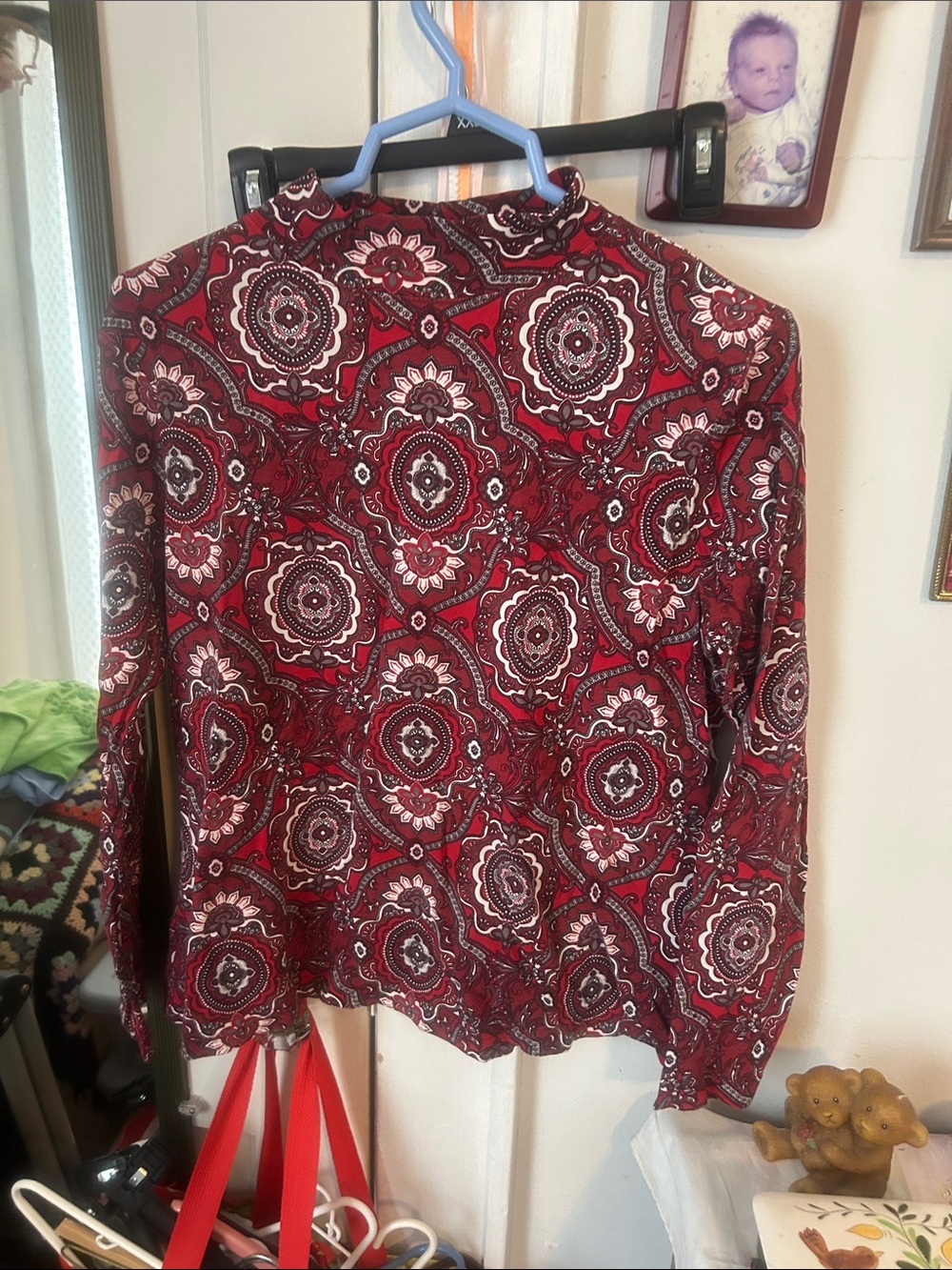 croft & barrow Red Paisley Long-Sleeve Tee